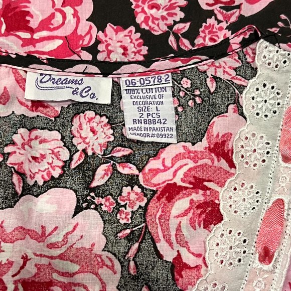 Dream & Co Cotton Lounge Dress Robe Maxi, Button, Pockets, Floral, L - Picture 3 of 7